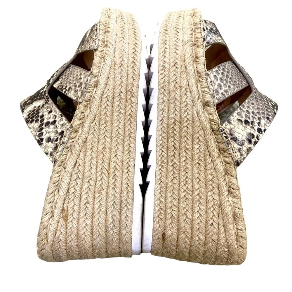Marc Fisher Robynn leather python print espadrilles platform wedge sandal sz 8